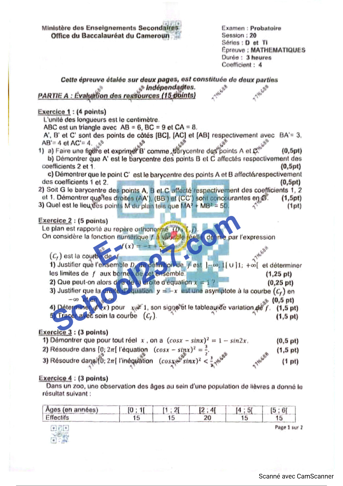 MATHS PROBATOIRE D-TI 2026
